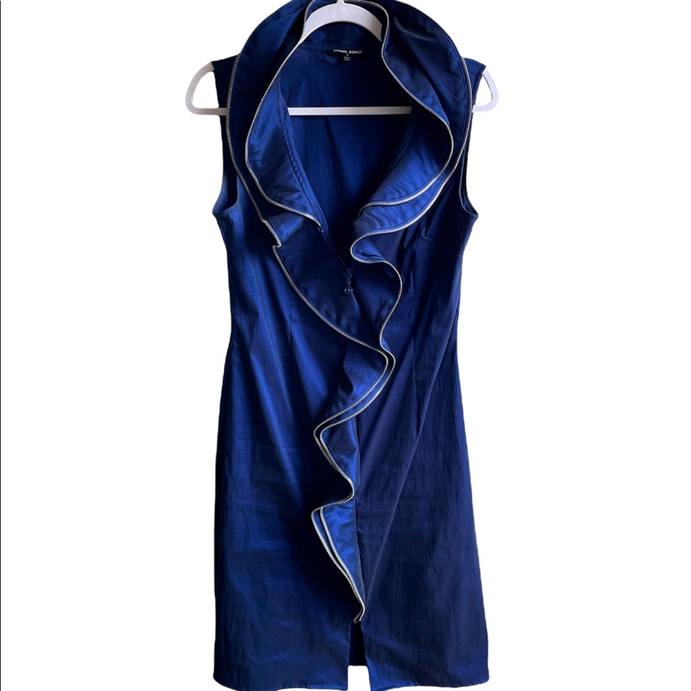 Samuel Dong Cocktail Dress Blue Mini Size Medium